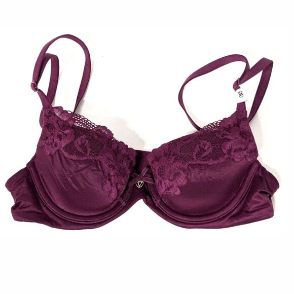 VICTORIA'S SECRET Lightly Lined Lace Trim Demi Bra Size 32A - Picture 2 of 5